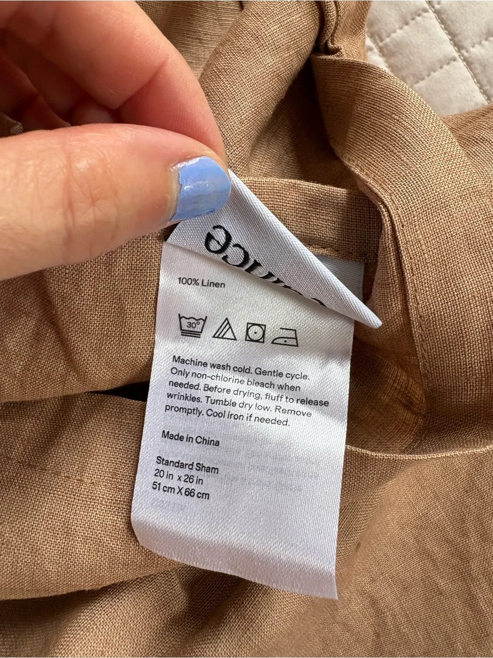 Like New Quince European Linen Duvet Cover Set - Full/Queen, Toffee